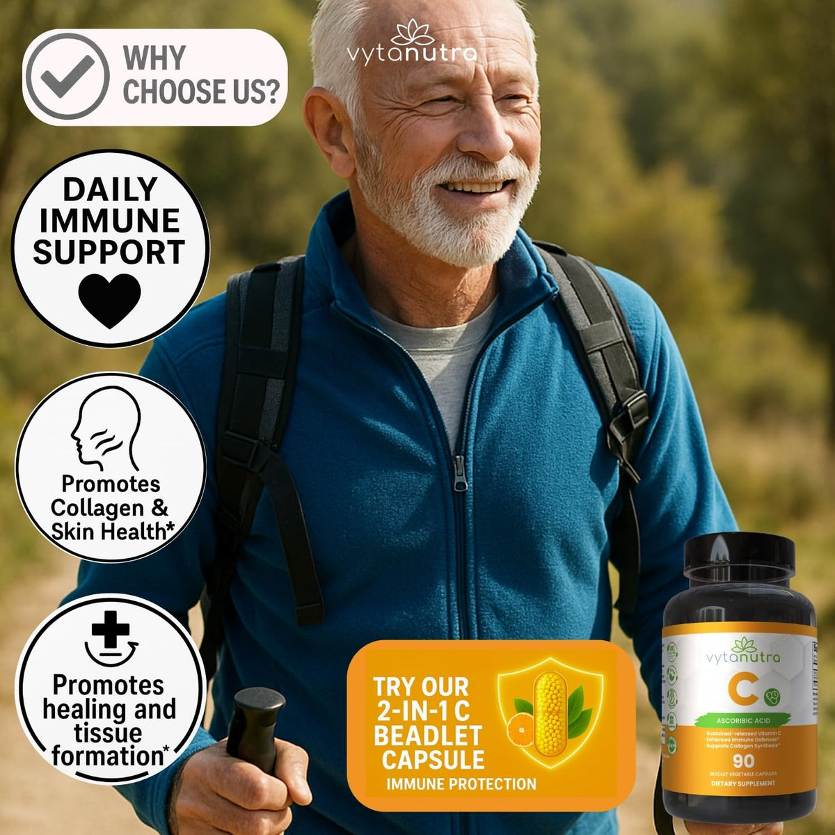 Vytanutra Immune Support Vitamin C with Iron - 90 Capsules - image 7