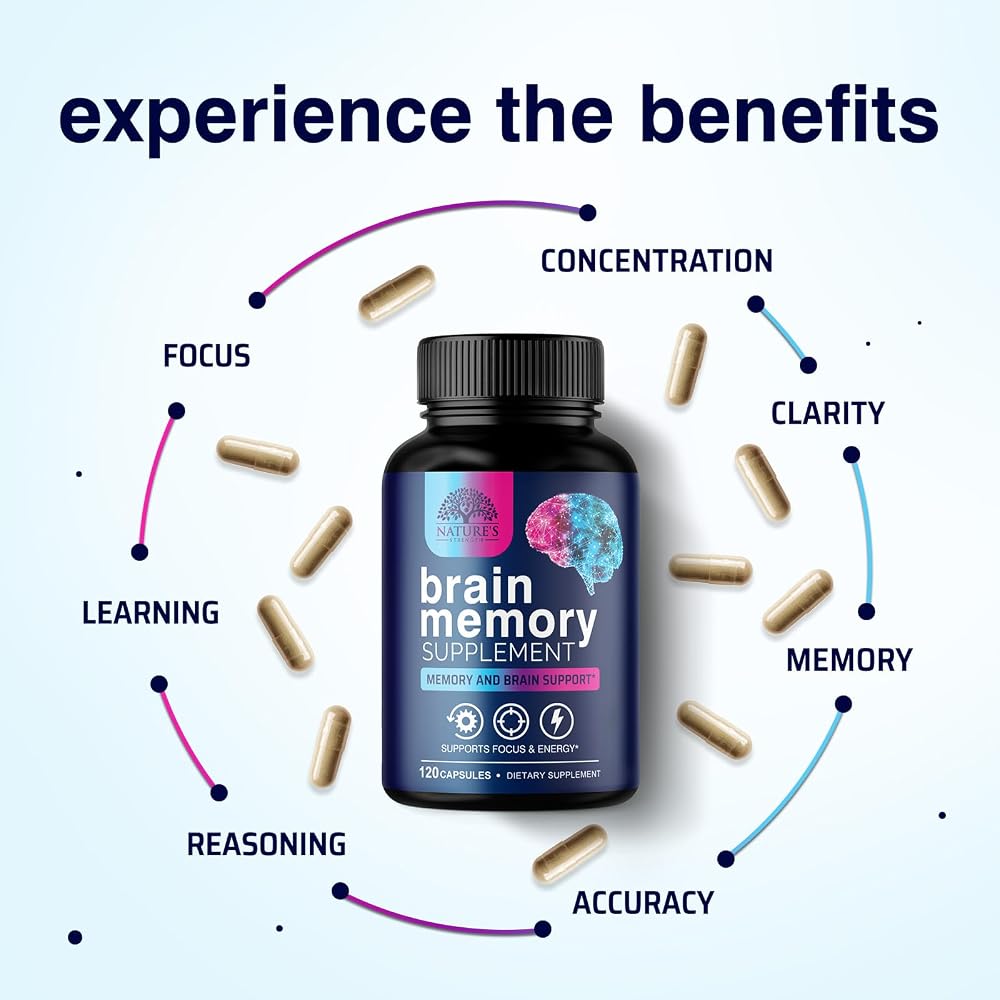 Nature's Strength Brain Memory Supplement Pills - 3X Strength