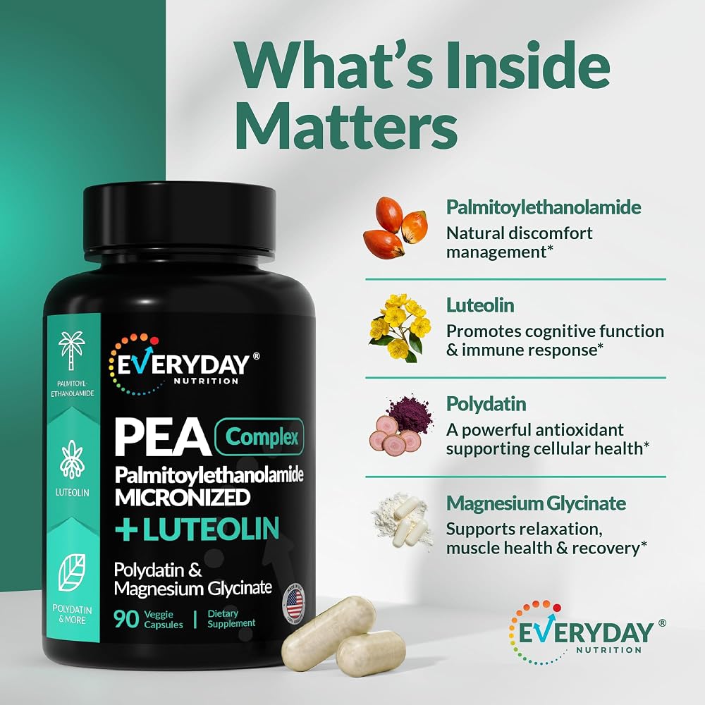 EVERYDAY NUTRITION Palmitoylethanolamide (PEA) 600mg - 90 Capsules - image 5