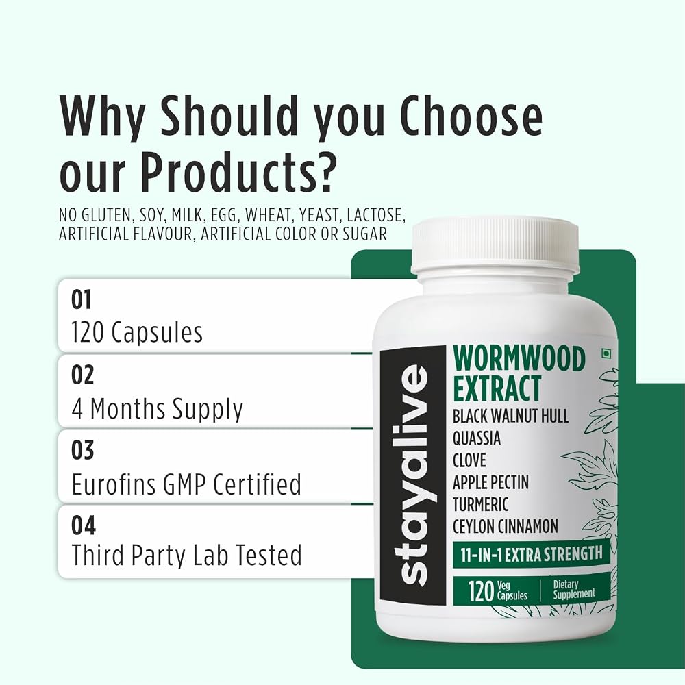 STAY ALIVE Wormwood Black Walnut Clove Complex - 120 Capsules - image 5