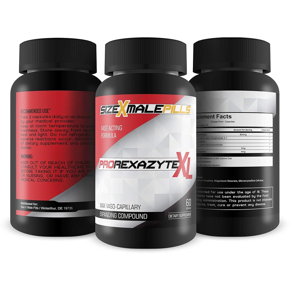Size X Male Pills Pro Rexazyte XL L-Arginine - 60 Capsules - image 4