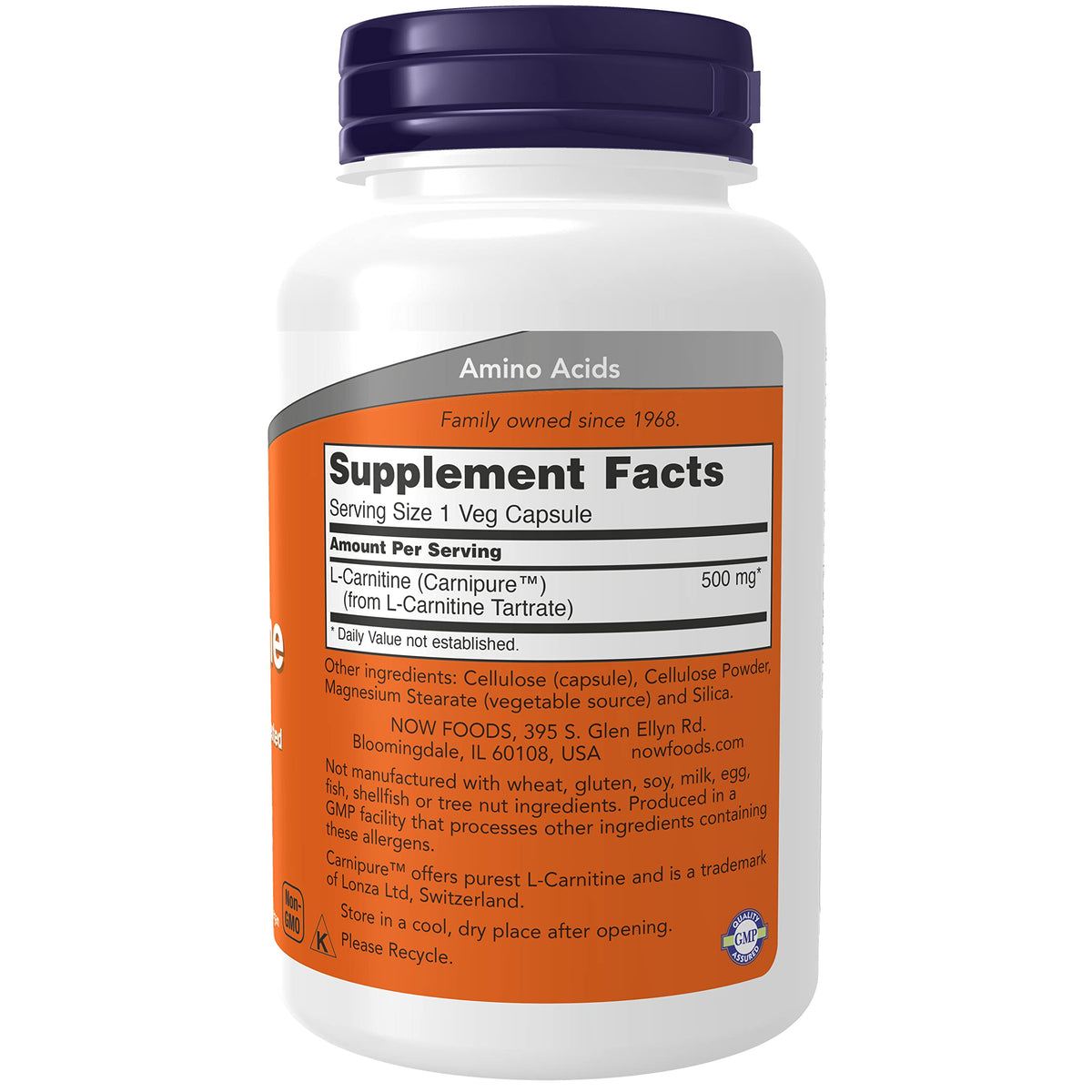 NOW Foods L-Carnitine 500 mg - 180 Capsules - image 2