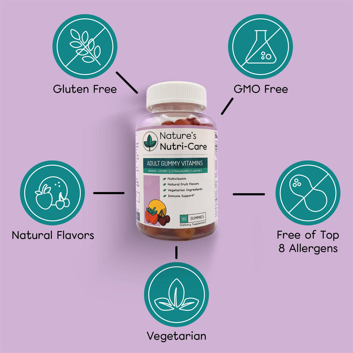 Nature's Nutri-Care Multivitamin Gummies for Women & Men - 90 Count - image 3