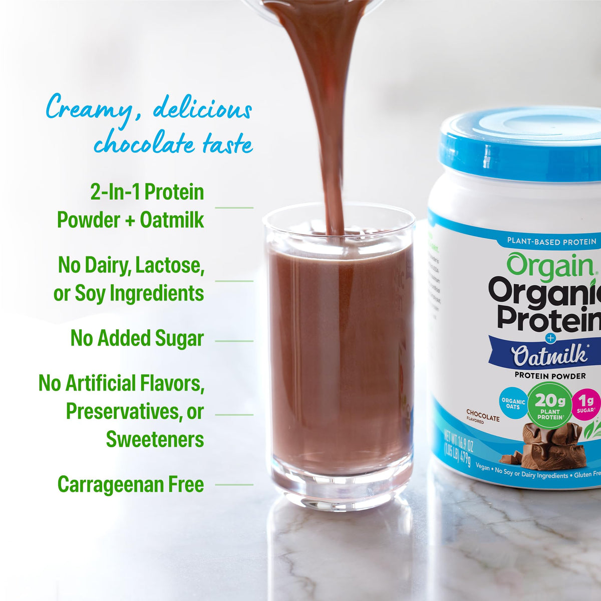 Orgain Organic Vegan Protein Powder + Oat Milk - 20g Plant Based