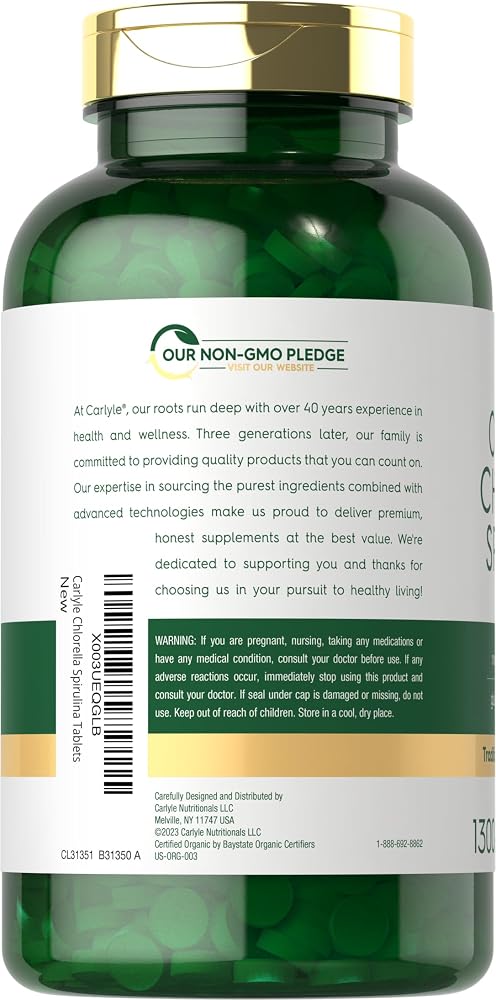 Carlyle Organic Chlorella Spirulina Tablets - 1300 Count - image 3