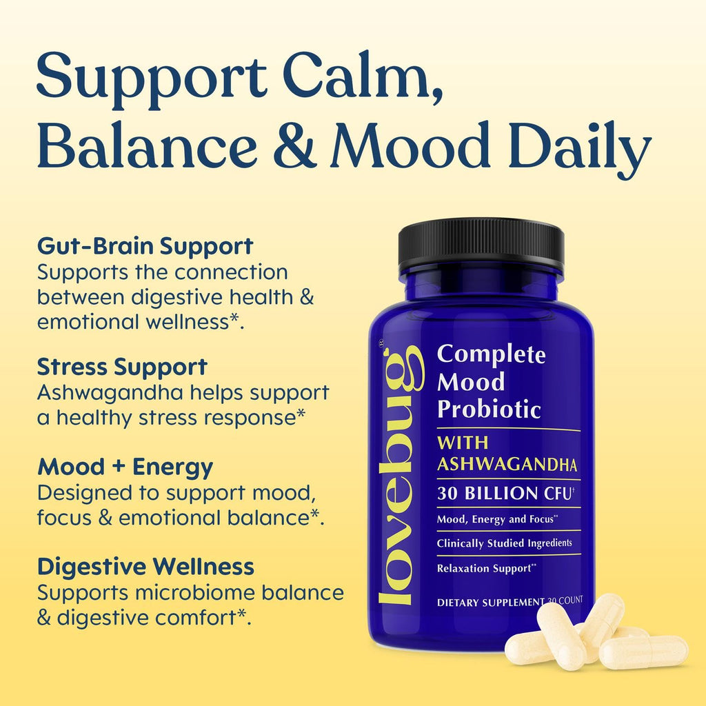 LOVEBUG Complete Mood Probiotic with Ashwagandha - 30 Capsules - image 3