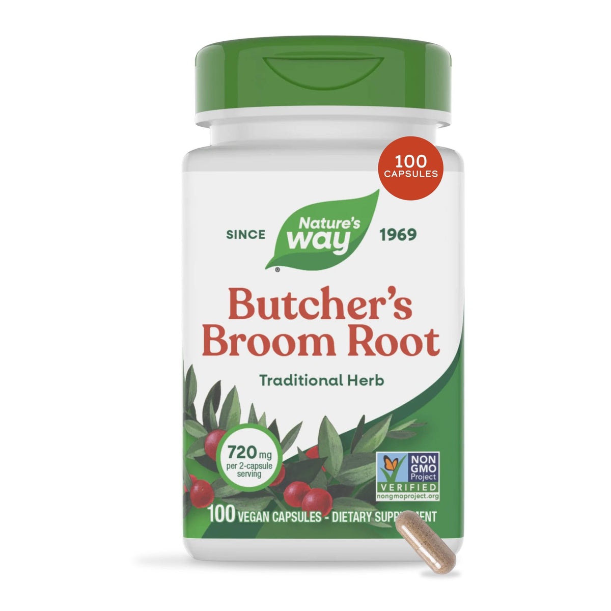 Nature's Way Butcher's Broom Root Supplement - 100 Capsules