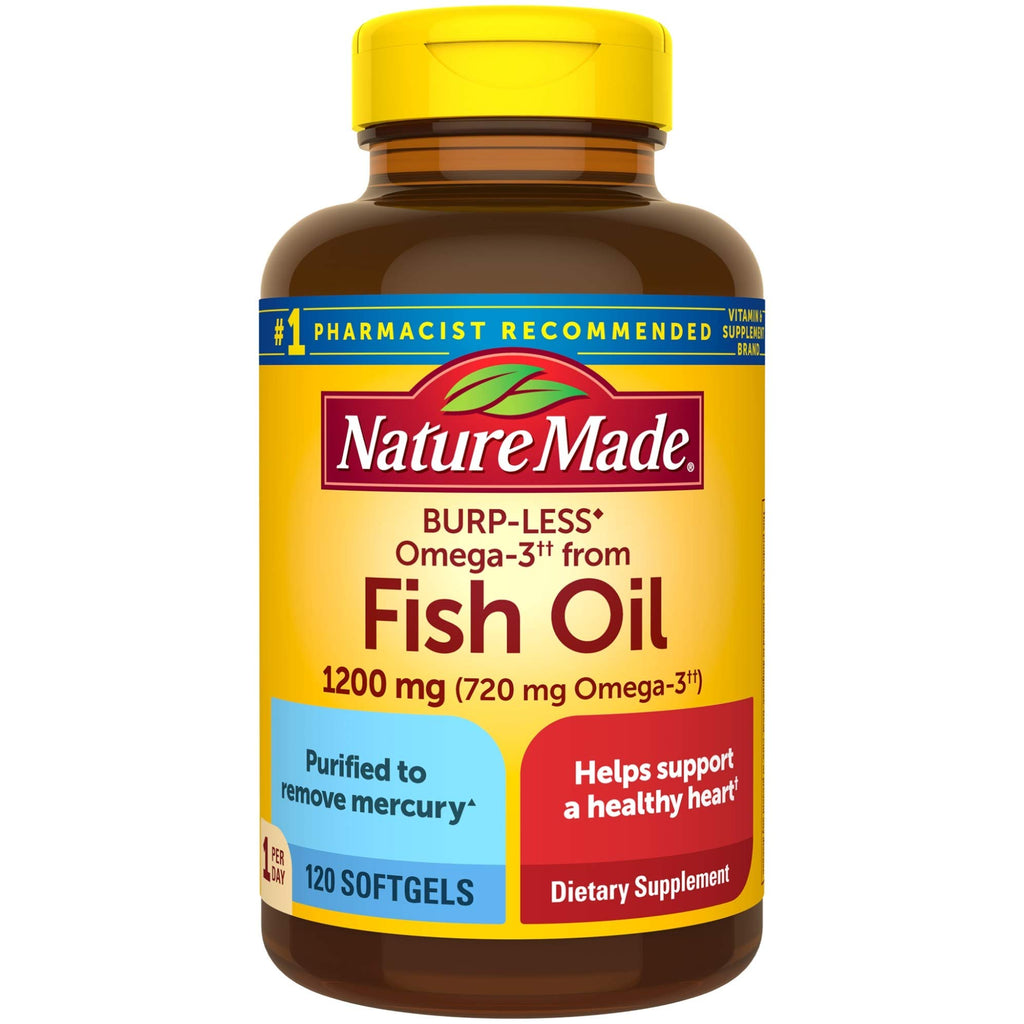 Nature Made Burp-Less Fish Oil 1200 mg One Per Day - 120 Softgels