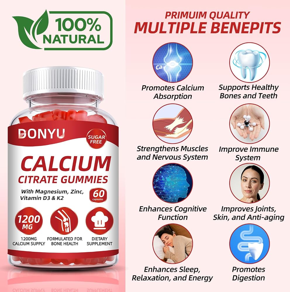 DONYU Calcium Citrate 1200mg Gummies with Vitamin D3 - 60 Count - image 5