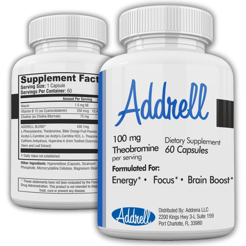 Focus Pep Addrell Energy Stimulant Natural Brain Booster - 60 Capsules