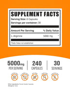 BulkSupplements L-Arginine 5000mg - 240 Capsules - image 2