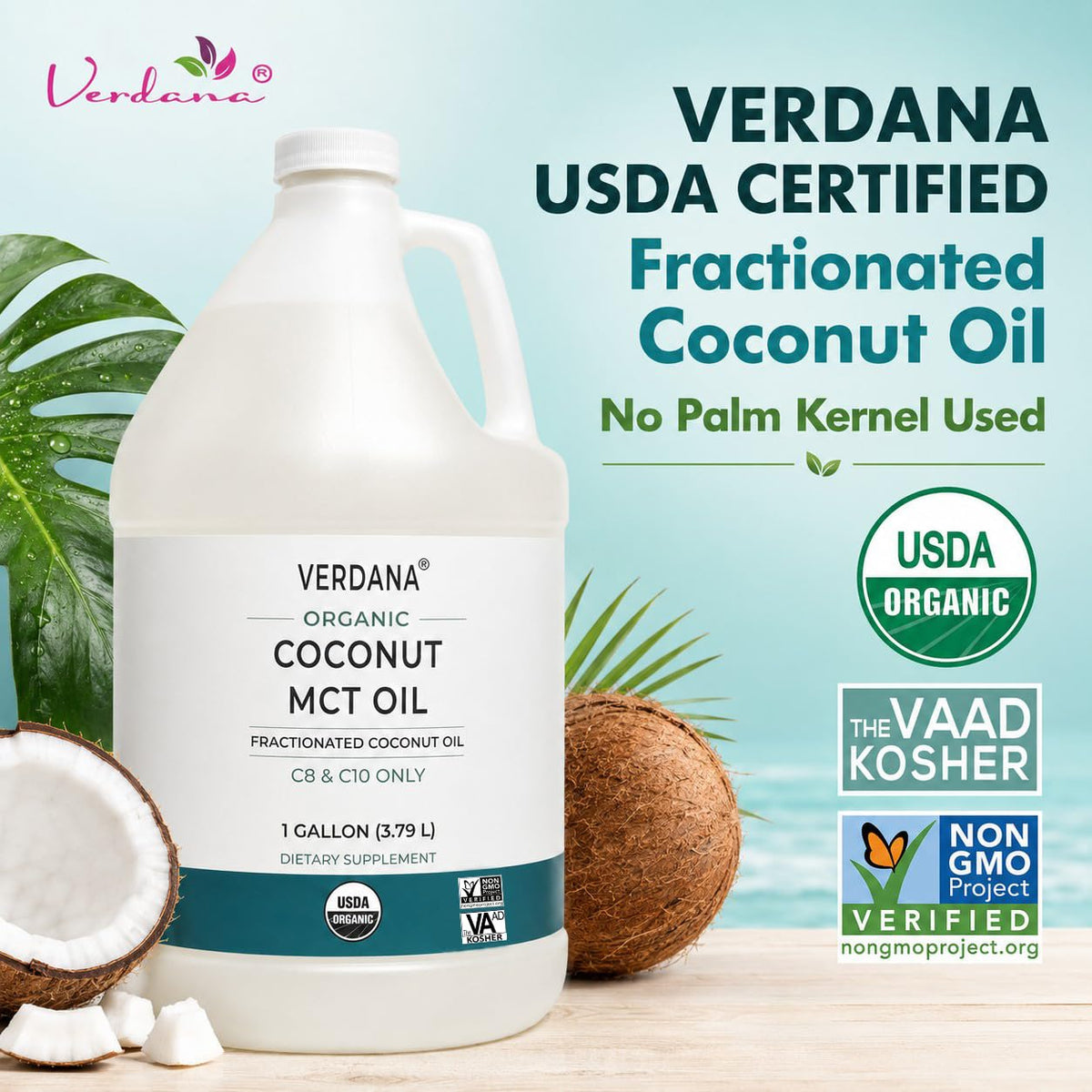 Verdana Organic MCT Oil Fractionated Coconut - 128 Fl Oz - image 2