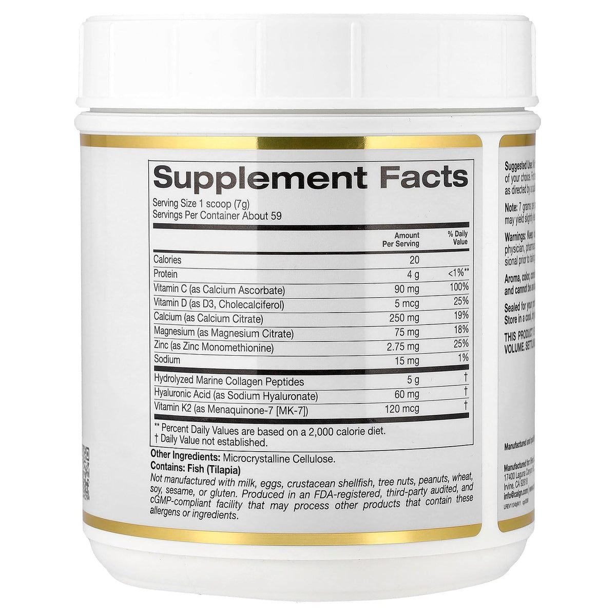 California Gold Nutrition Bone Food Unflavored Powder - 411 g - image 2