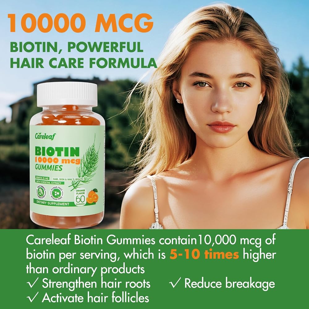 careleaf Biotin 10000mcg Hair Growth Gummies - 60 Count - image 2