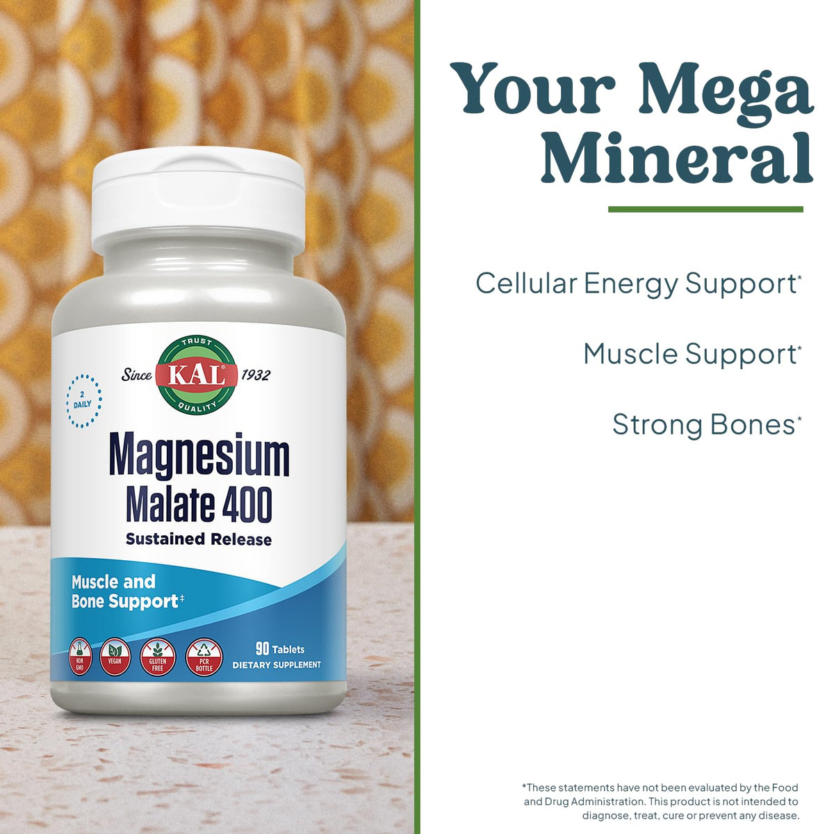 KAL Magnesium Malate 400mg for Energy & Muscle Support - 90 Tablets - image 3