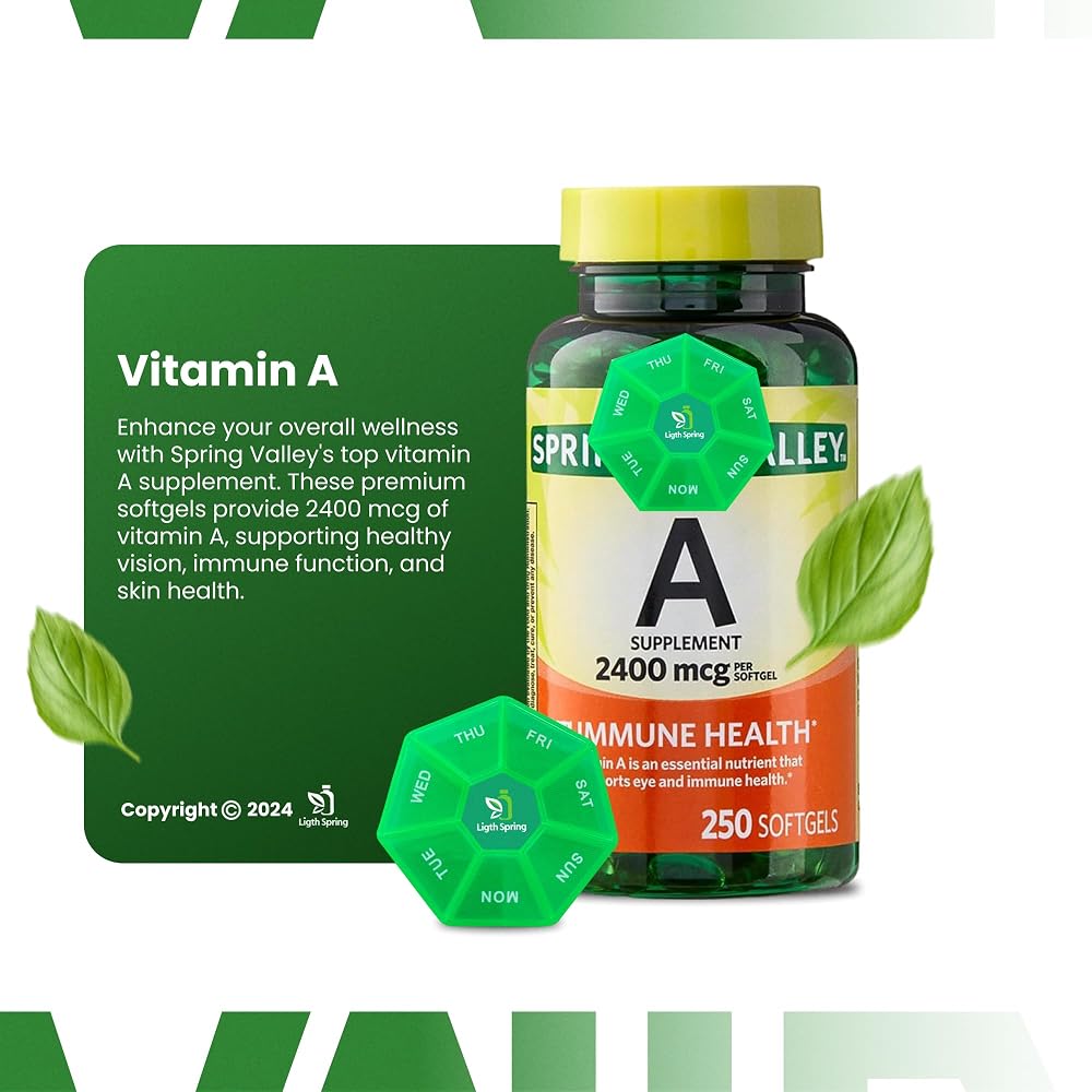 LightSpring Vitamin A Supplement 2400 mcg - 250 Softgels - image 5