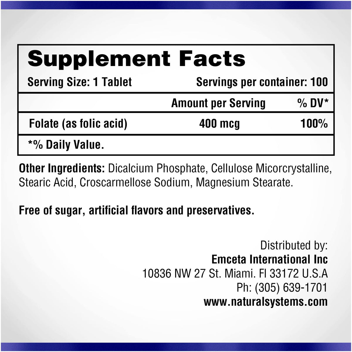 Natural Systems Folic Acid 400 mcg Prenatal Vitamin - 100 Tablets - image 2