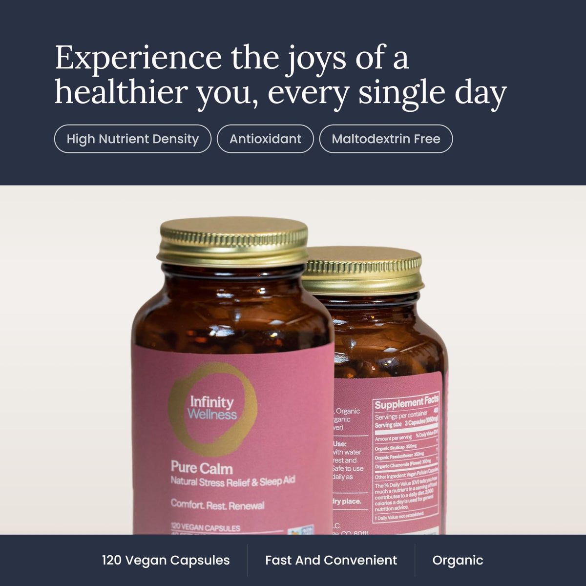 Infinity Greens Pure Calm Adaptogen Mood Support - 120 Capsules - image 5