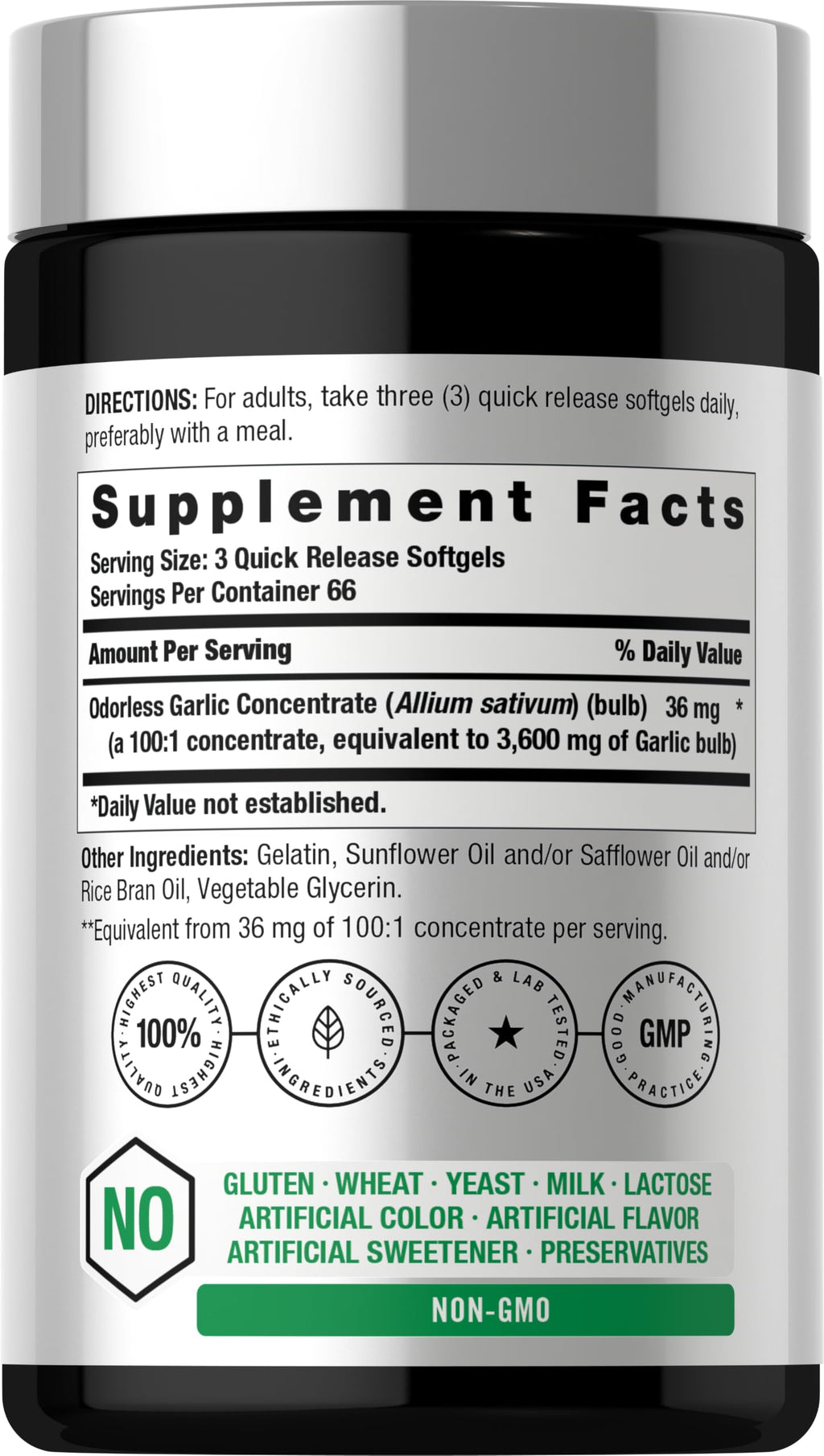 Horbäach Odorless Garlic Softgel Supplement - 200 Softgels - image 2