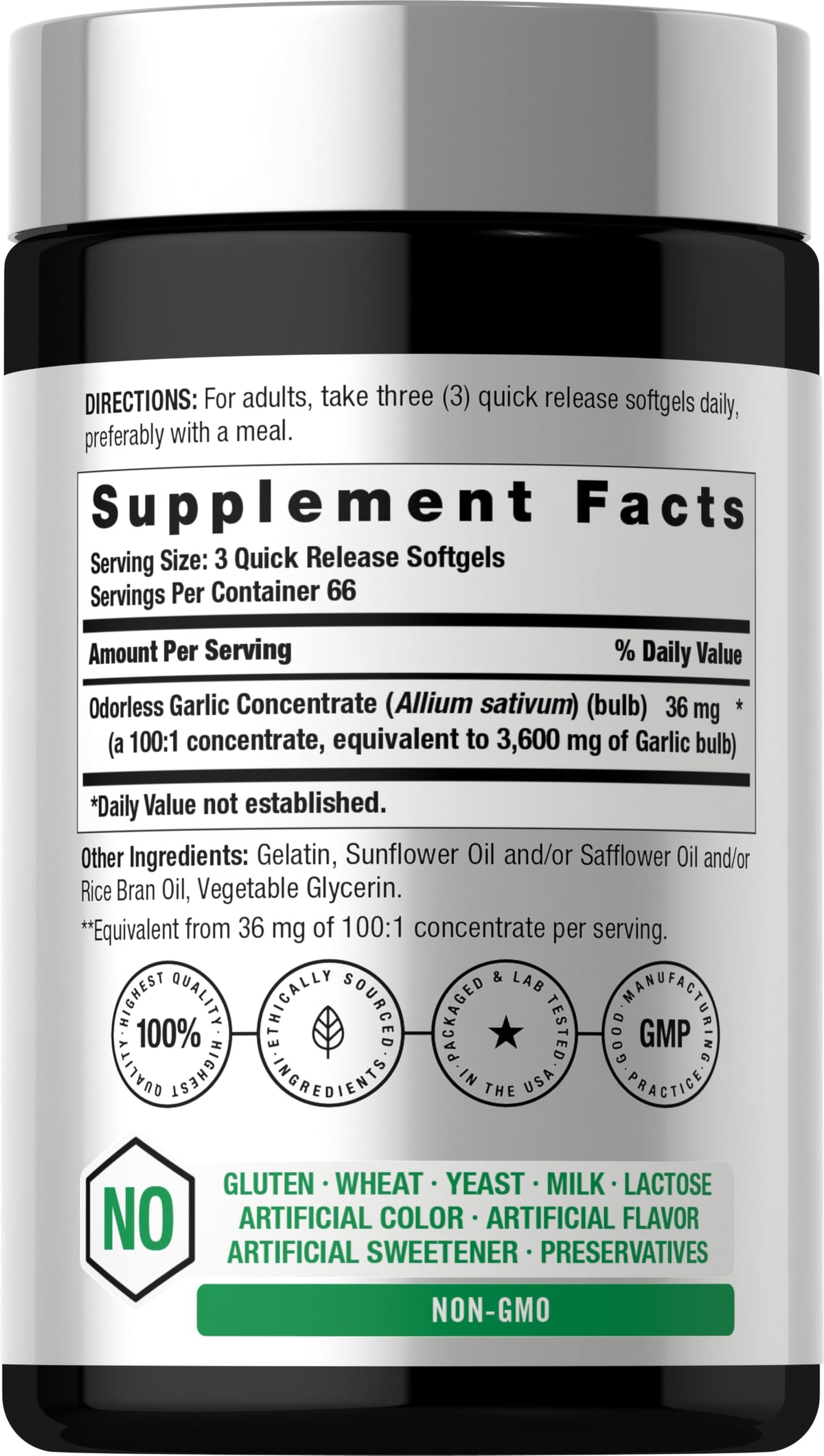 Horbäach Odorless Garlic Softgel Supplement - 200 Softgels - image 2