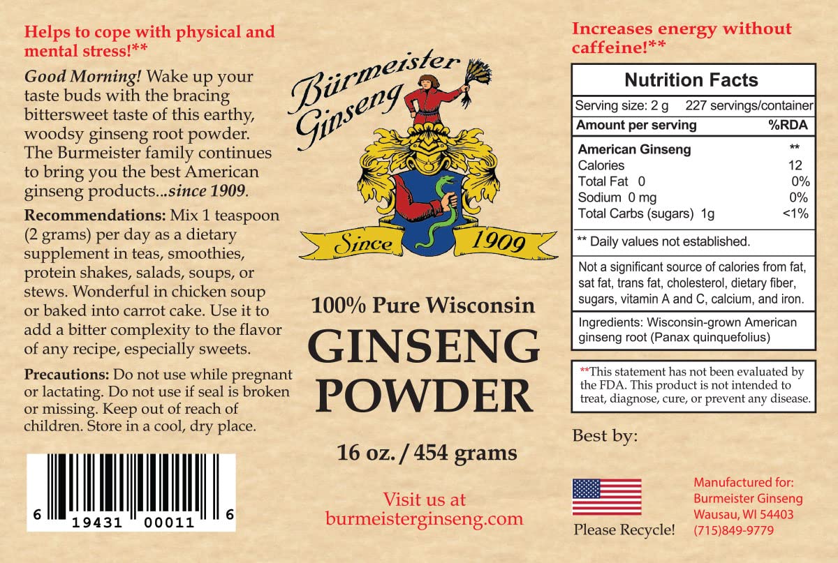 Burmeister Ginseng 100% Pure American Ginseng Powder - 16 oz - image 2