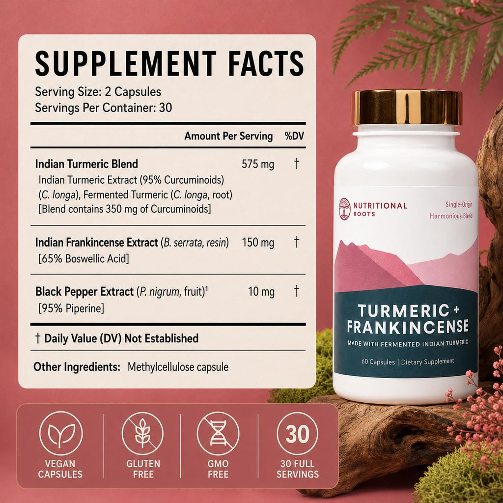 Nutritional Roots Turmeric Curcumin Boswellia Joint Support - 60 Capsules - image 3
