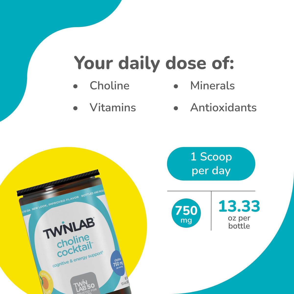 Twinlab Choline Cocktail Brain Health Support Supplement - 13.33 oz - image 3
