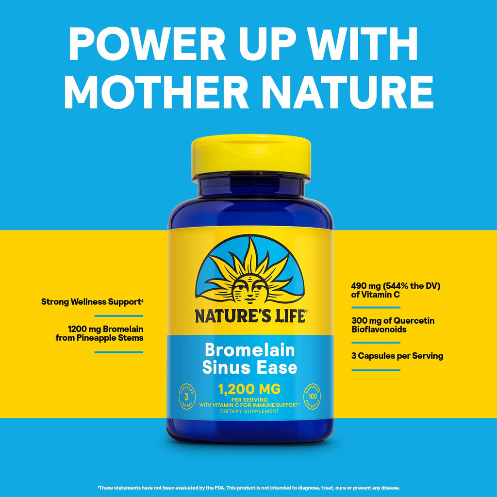 Nature's Life Bromelain Sinus Ease 1200mg - 100 Capsules - image 4