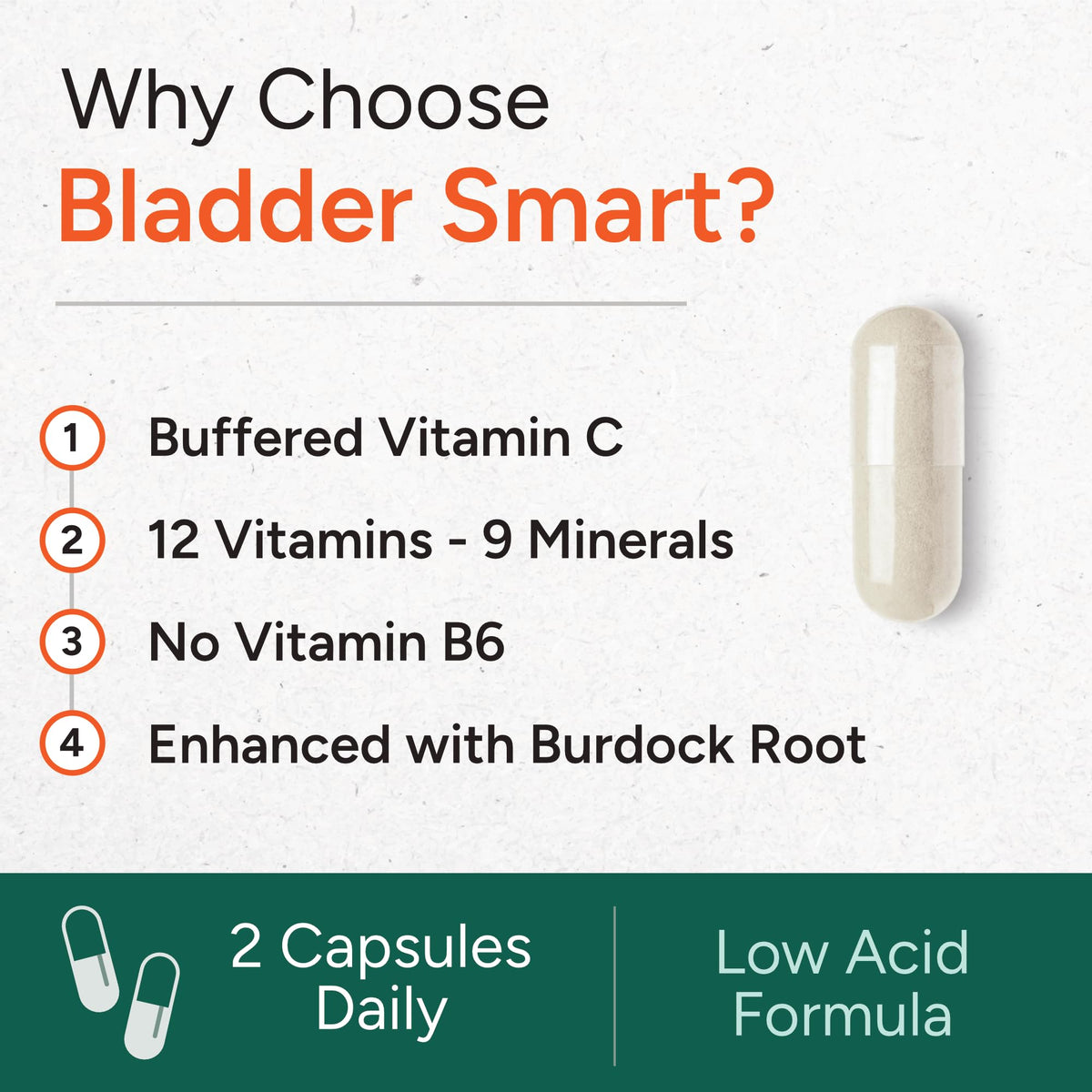 BLADDER SMART Low-Acid Multivitamin for Sensitive Bladders - 60 Capsules - image 3