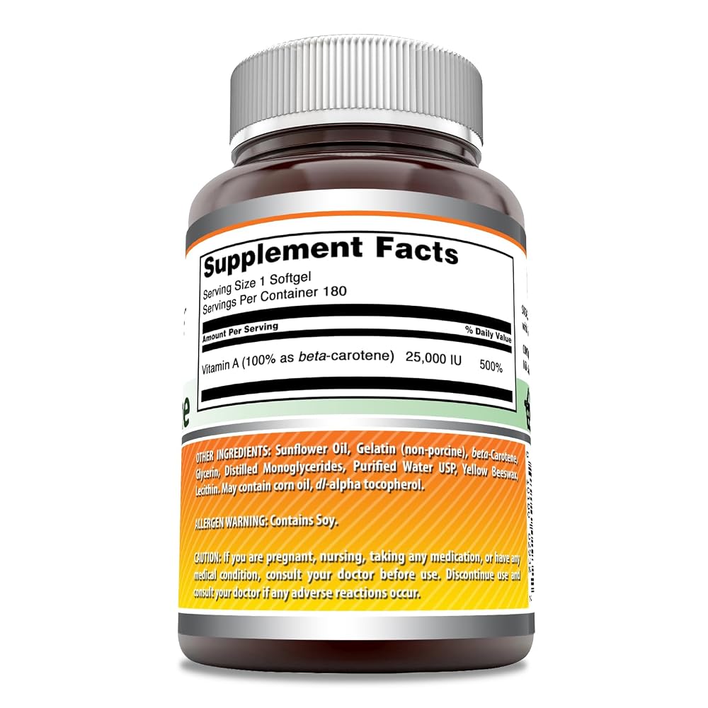 Amazing Nutrition Beta-Carotene 25000 IU - 180 Softgels - image 2