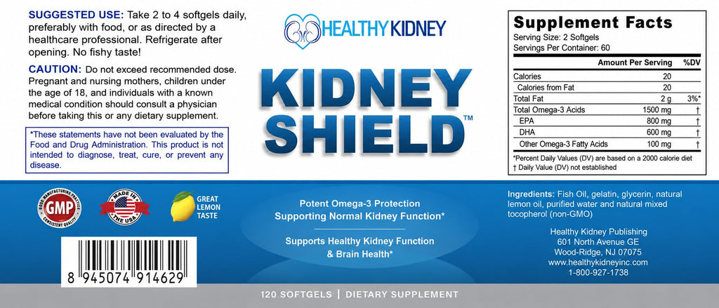 Kidney Restore Kidney Shield Omega 3 Fish Oil - 120 Lemon Softgels - image 7