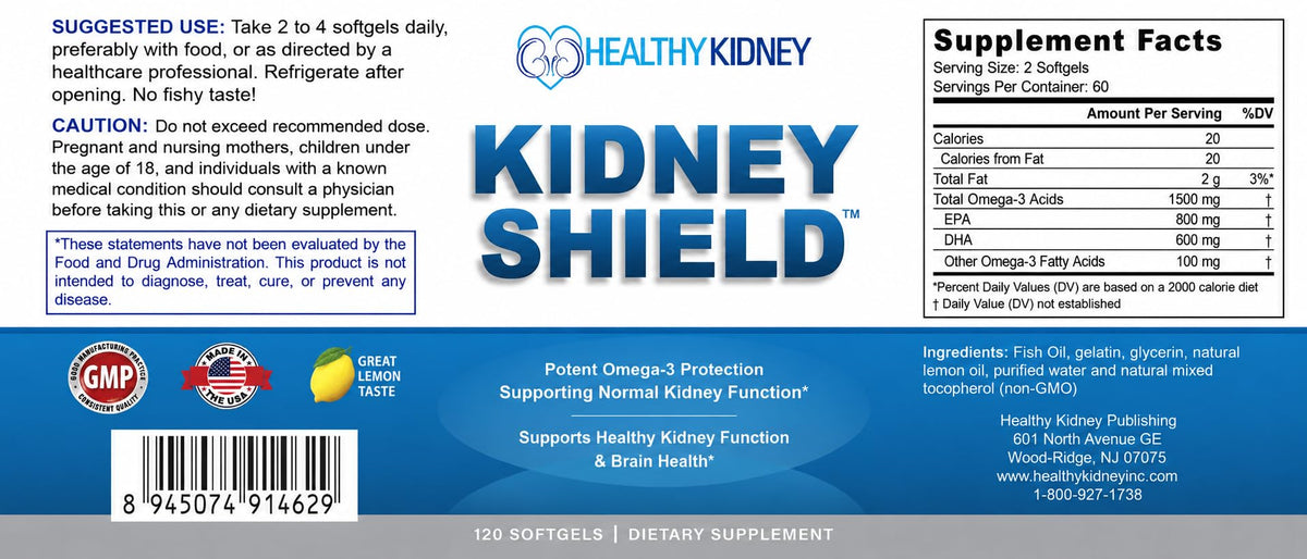 Kidney Restore Kidney Shield Omega 3 Fish Oil - 120 Lemon Softgels - image 7