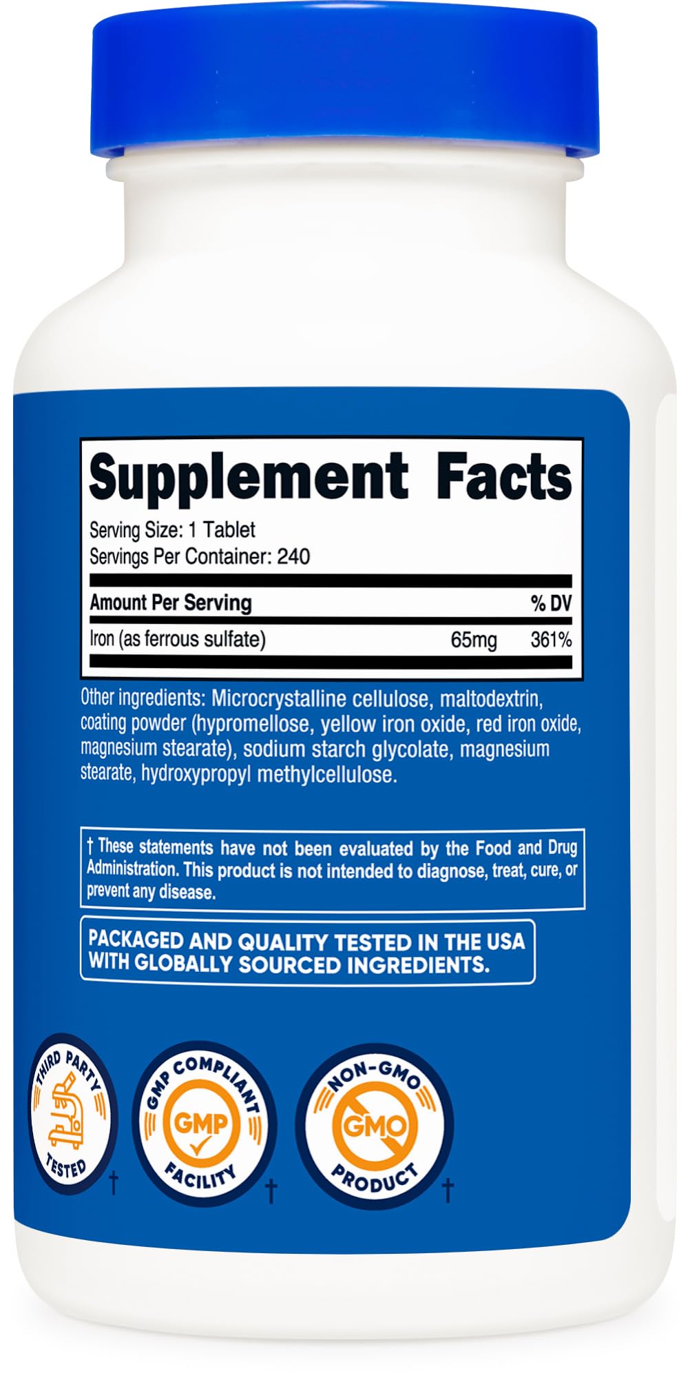 Nutricost Iron Ferrous Sulfate 65mg - 240 Tablets - image 5