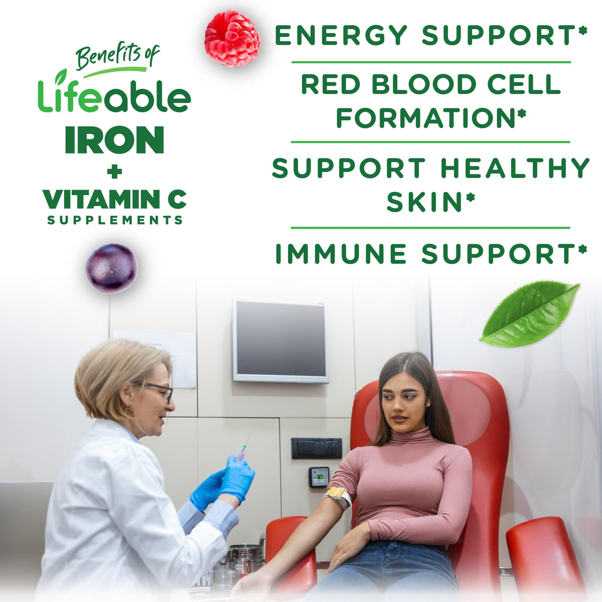 Lifeable Iron Gummies for Women and Men 20 mg - 90 Gummies - image 3