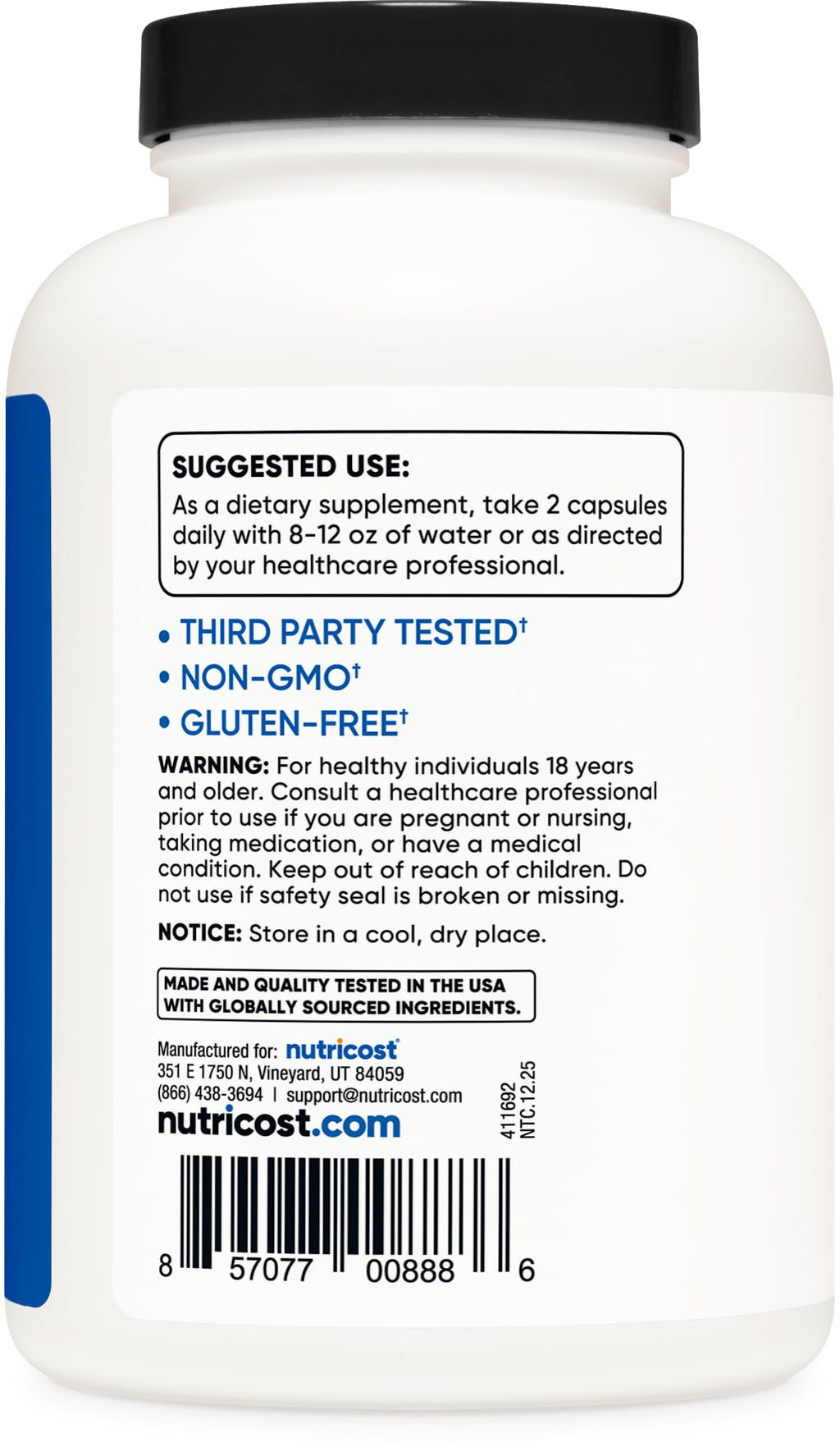 Nutricost HMB (Beta-Hydroxy Beta-Methylbutyric) 1000mg - Gluten Free