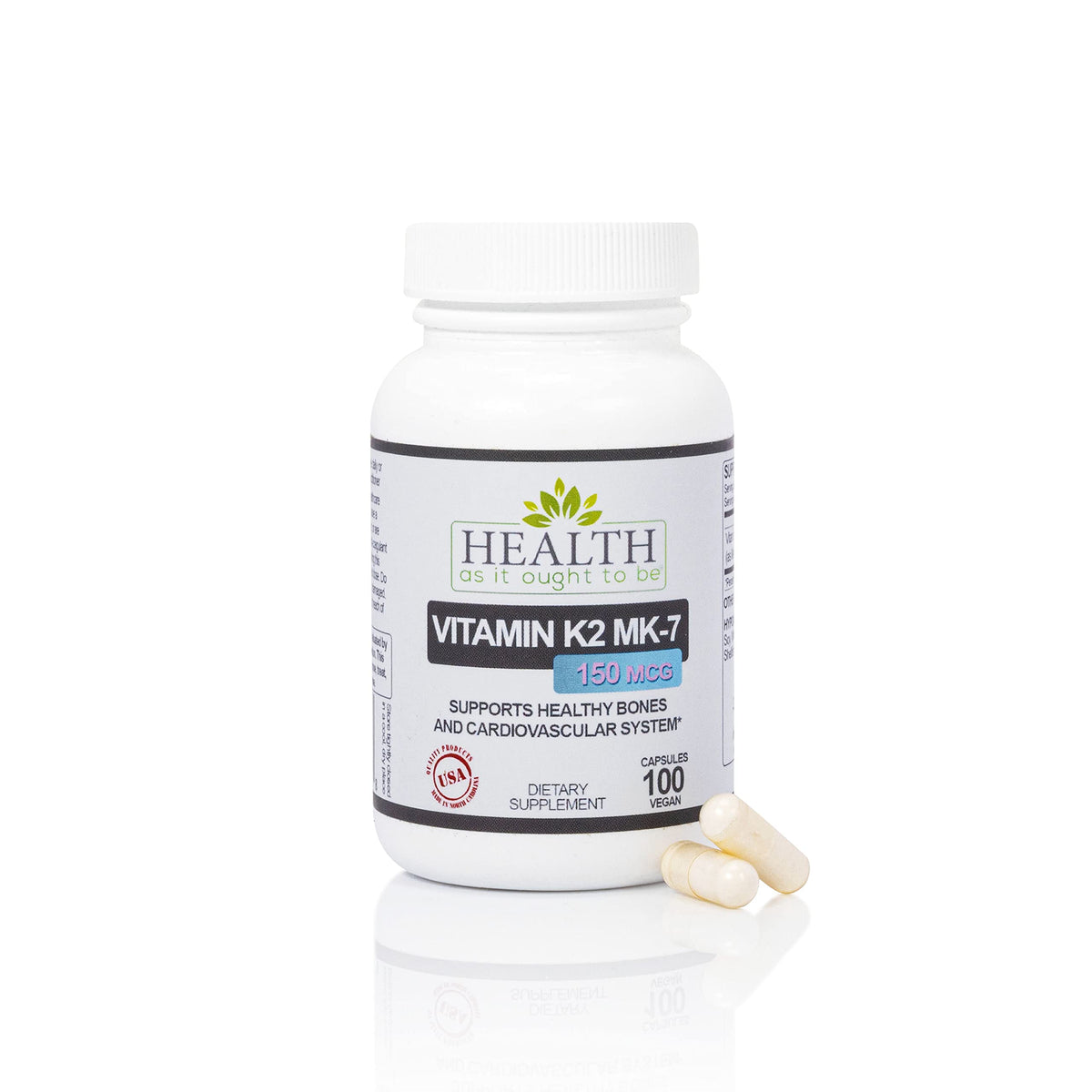 Health As It Ought To Be Vitamin K2 MK-7 150mcg - 100 Capsules