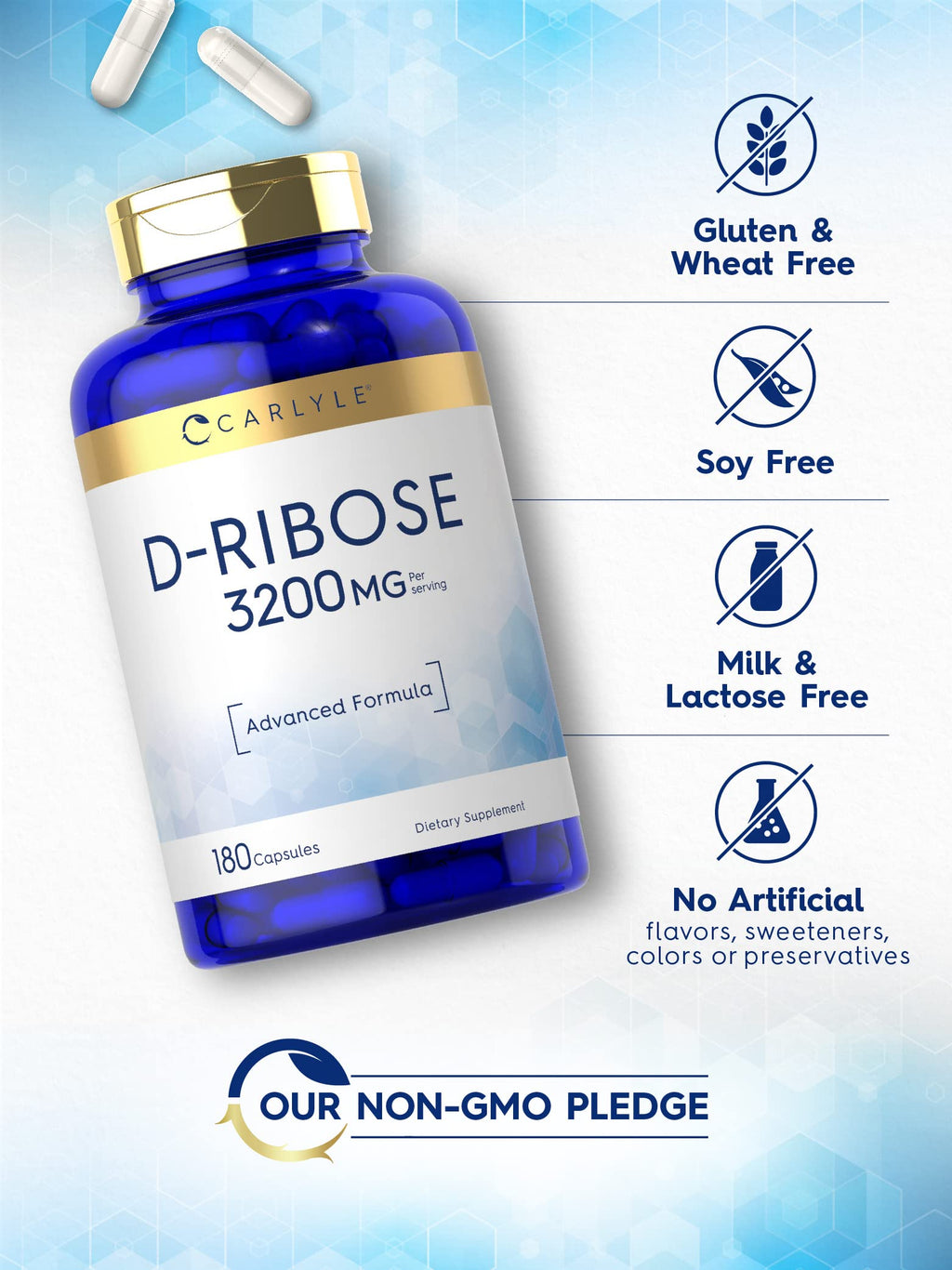 Carlyle D-Ribose Capsules 3200mg - 180 Capsules - image 4