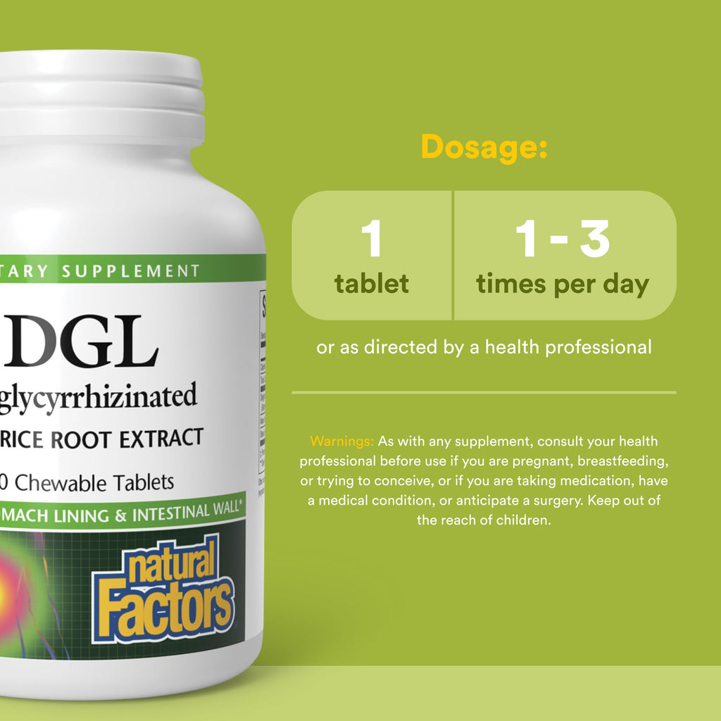 Natural Factors DGL Licorice 400 mg Digestive Support - 90 Tablets - image 3