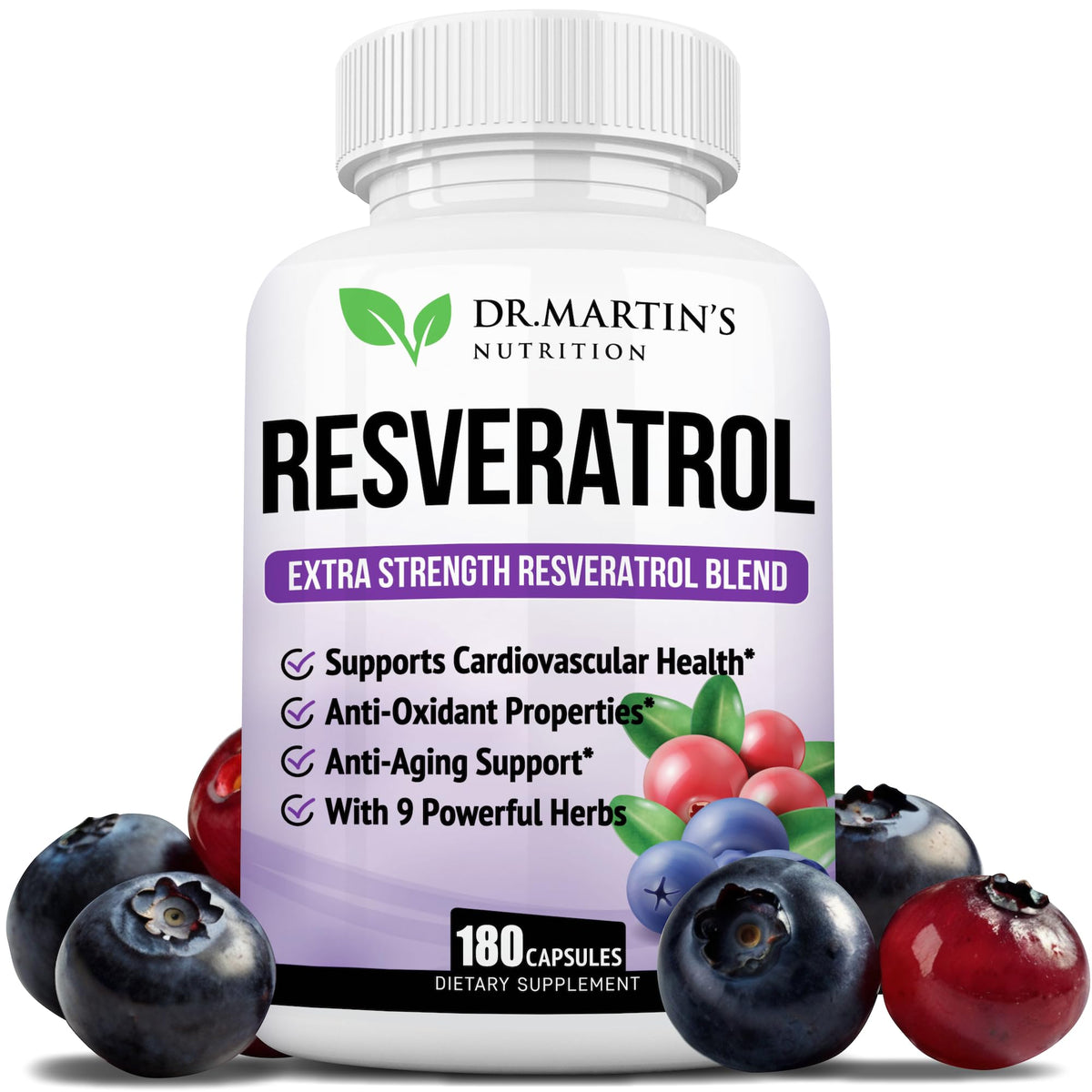 DR. MARTIN'S NUTRITION Extra Strength Resveratrol 1568mg - 180 Capsules