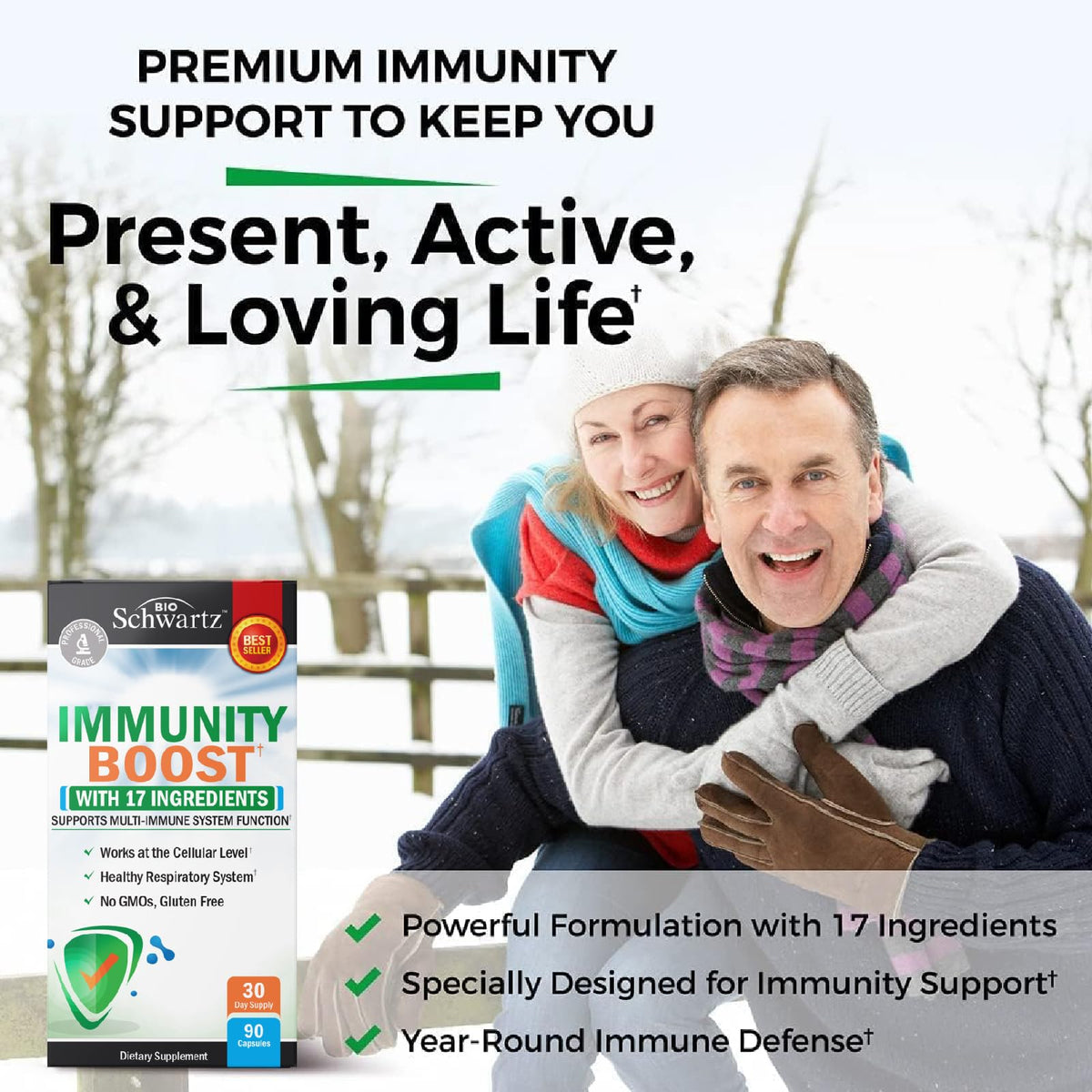 BioSchwartz Immune Support Supplement with Vitamin C and Zinc - 90 Capsules - image 3