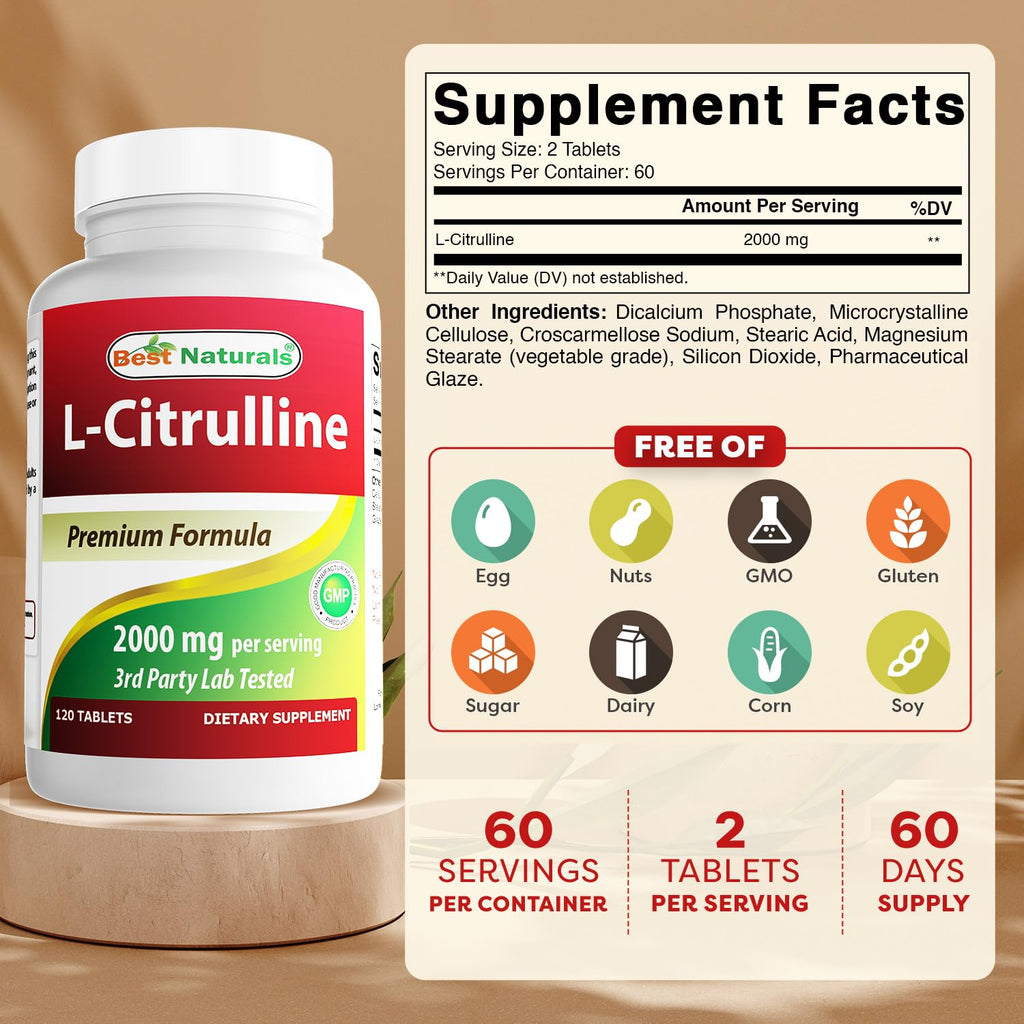 Best Naturals L-Citrulline 2000mg/Serving - Non-GMO - Gluten Free