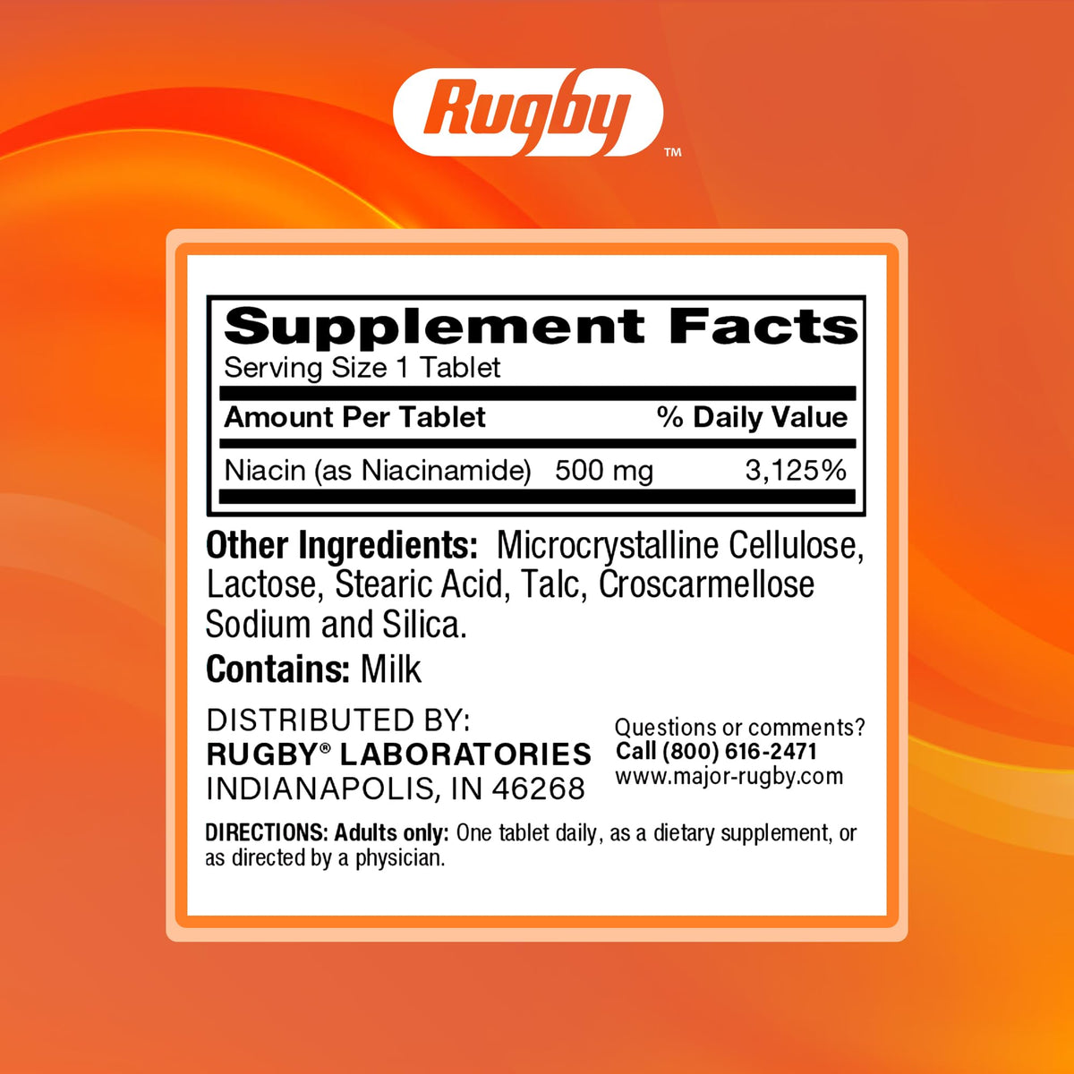 Rugby Niacinamide 500 mg Tablets