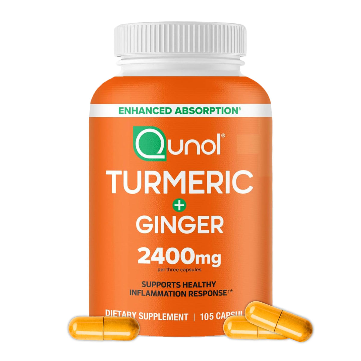 Qunol Turmeric + Black Pepper & Ginger 2400mg - 105 Capsules
