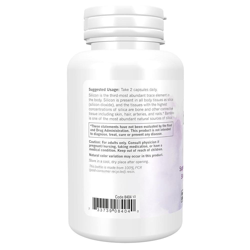 NOW Solutions Bamboo Silica Beauty Hair, Skin & Nails - 90 Vegetarian Capsules - image 3