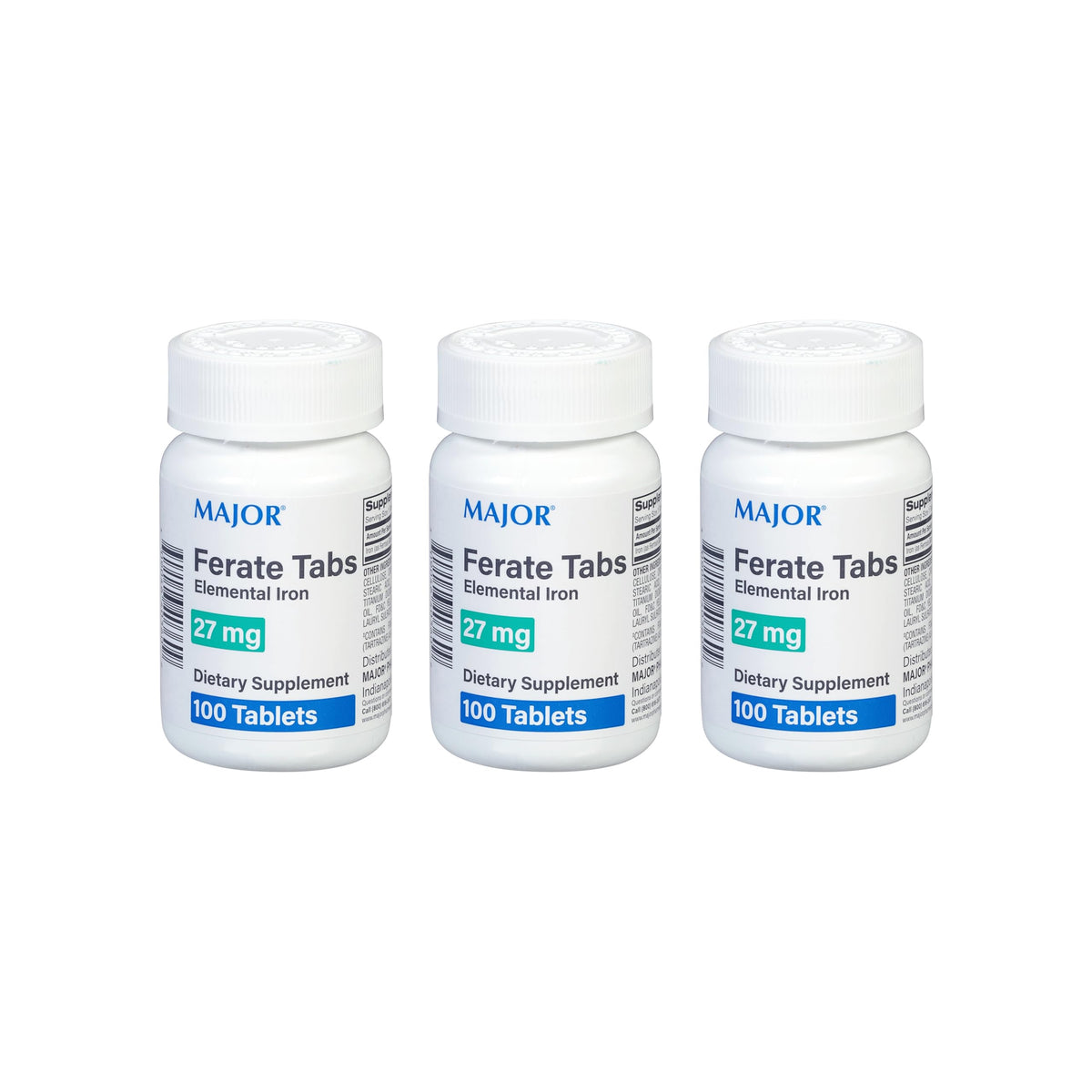 Major 27 mg Ferate Tabs - Ferrous Gluconate Elemental Iron Dietary