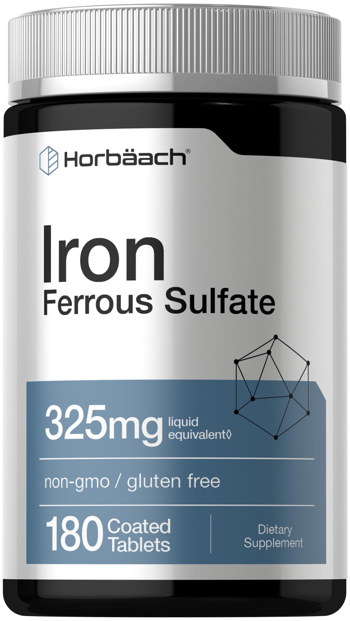 Horbäach Iron Supplement Ferrous Sulfate - 180 Tablets