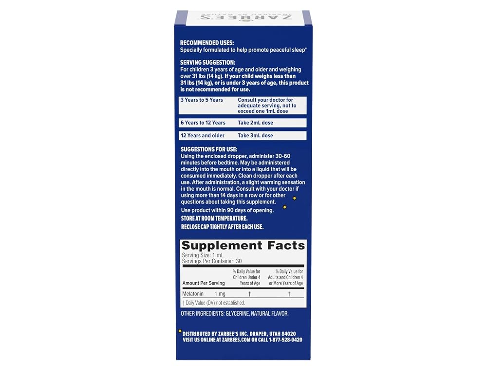 Zarbee's Naturals Children's Sleep Liquid with Melatonin - 1 oz (Pack of 3) - image 3