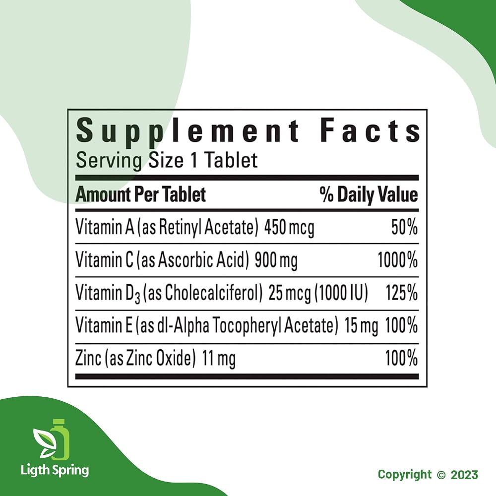 LightSpring Super C with Vitamin D3 & Zinc - 200 Tablets - image 2
