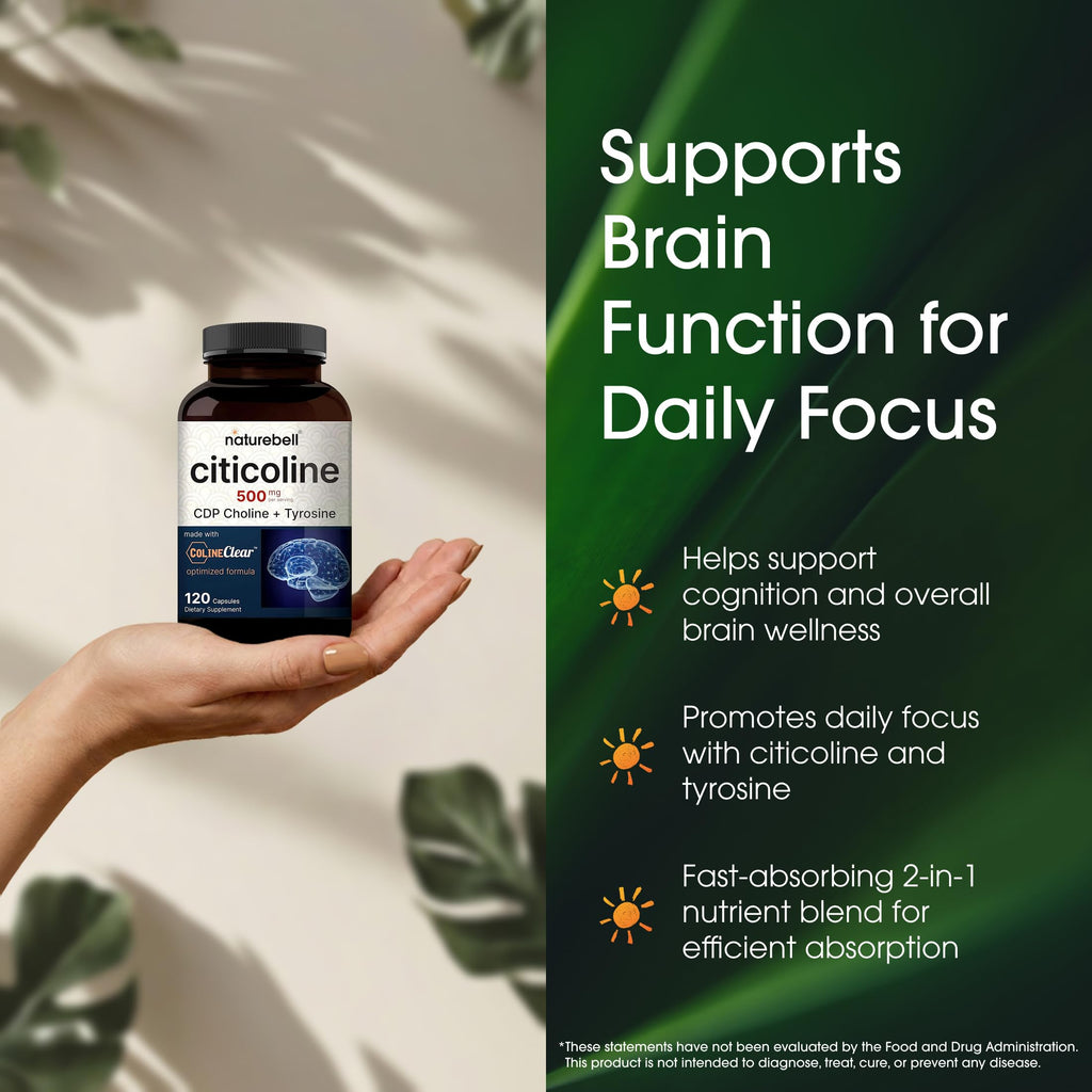 NatureBell Citicoline 500mg Brain Function Support - 120 Capsules - image 4