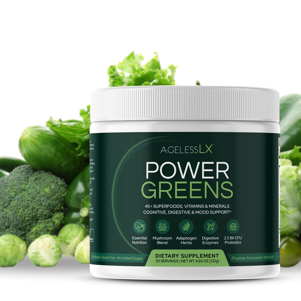 AgelessLX Power Greens Superfood Powder for Energy & Immunity - 30 Servings